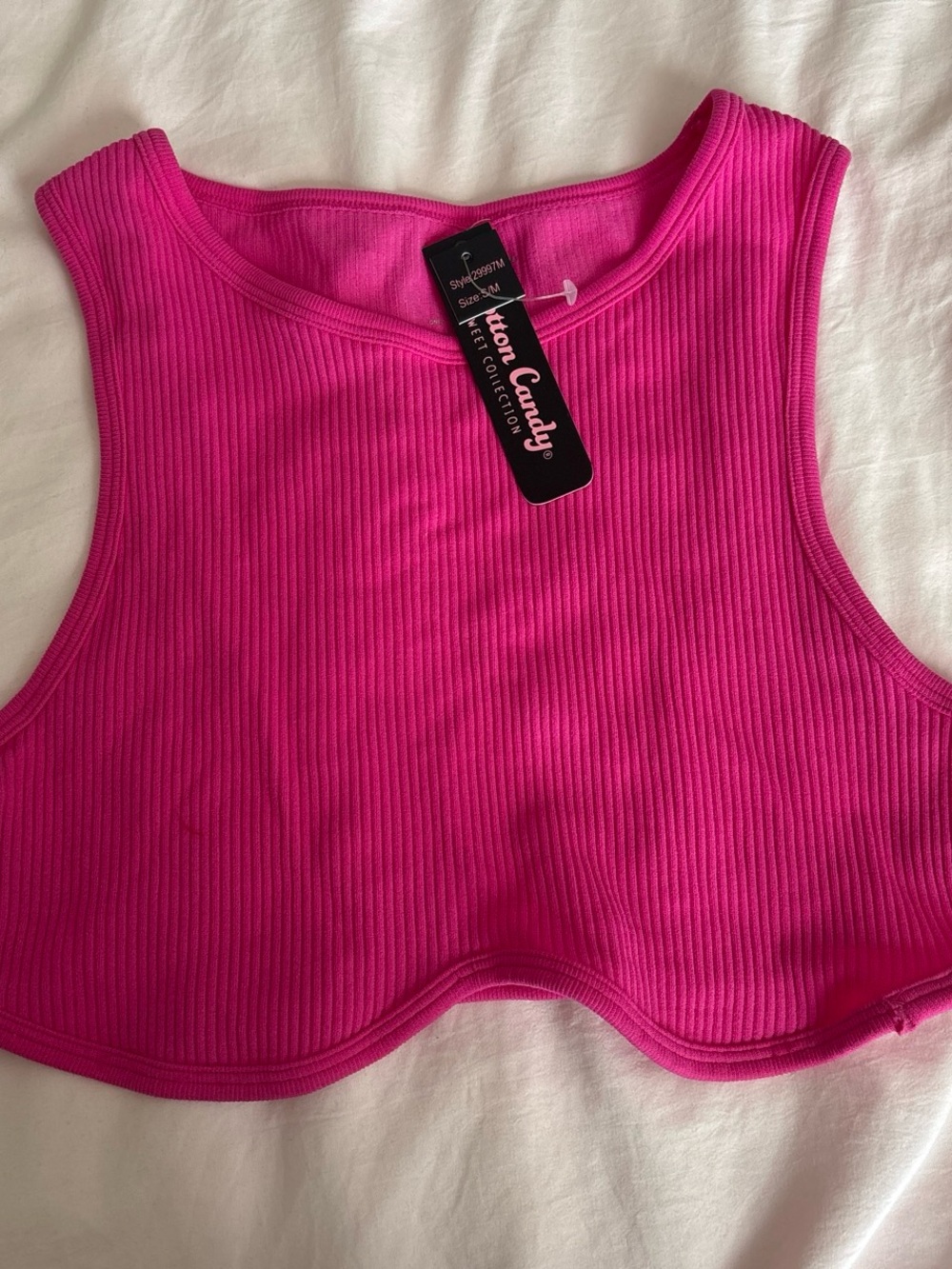 Ribbed Pink Crop Tank -